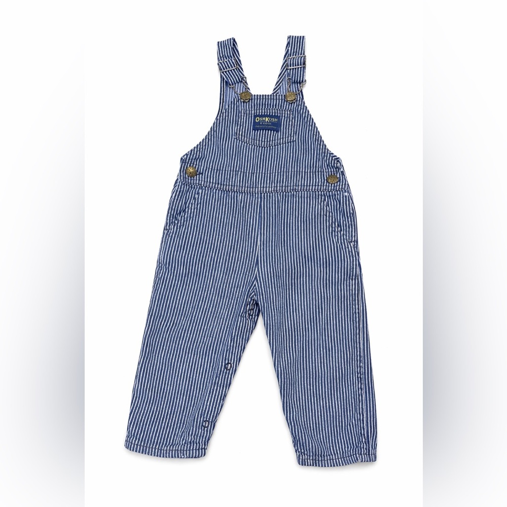 Vintage OshKosh B’Gosh Hickory Stripe Overalls USA Made Baby Toddler 100% Cotton